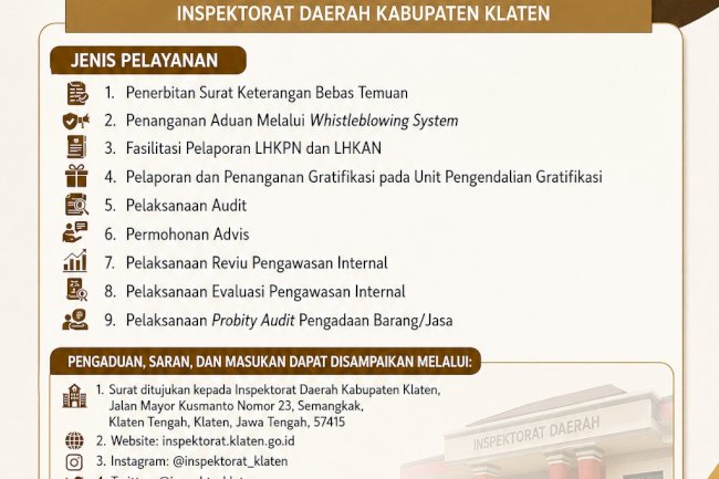 Standar Pelayanan Inspektorat Daerah Kabupaten Klaten