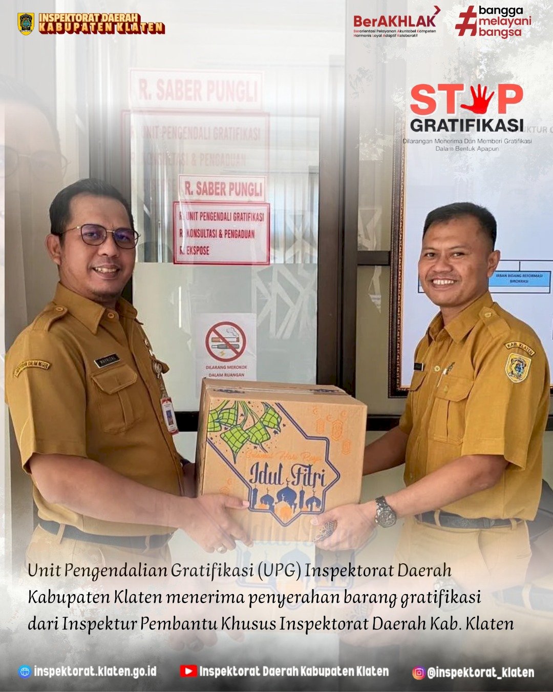 UPG INSPEKTORAT KLATEN TERIMA PENYERAHAN BARANG GRATIFIKASI JELANG IDUL FITRI 1447 H